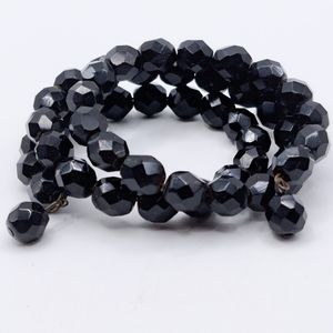Vintage Black Glass Memory Wire Bracelet